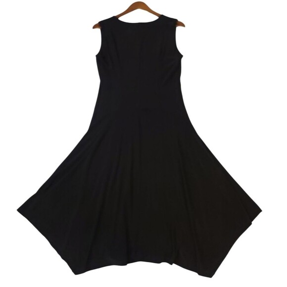 NEW DKNY Slinky Jersey Knit Handkerchief Hem Midi Dress in Black Size Medium - Picture 3 of 10